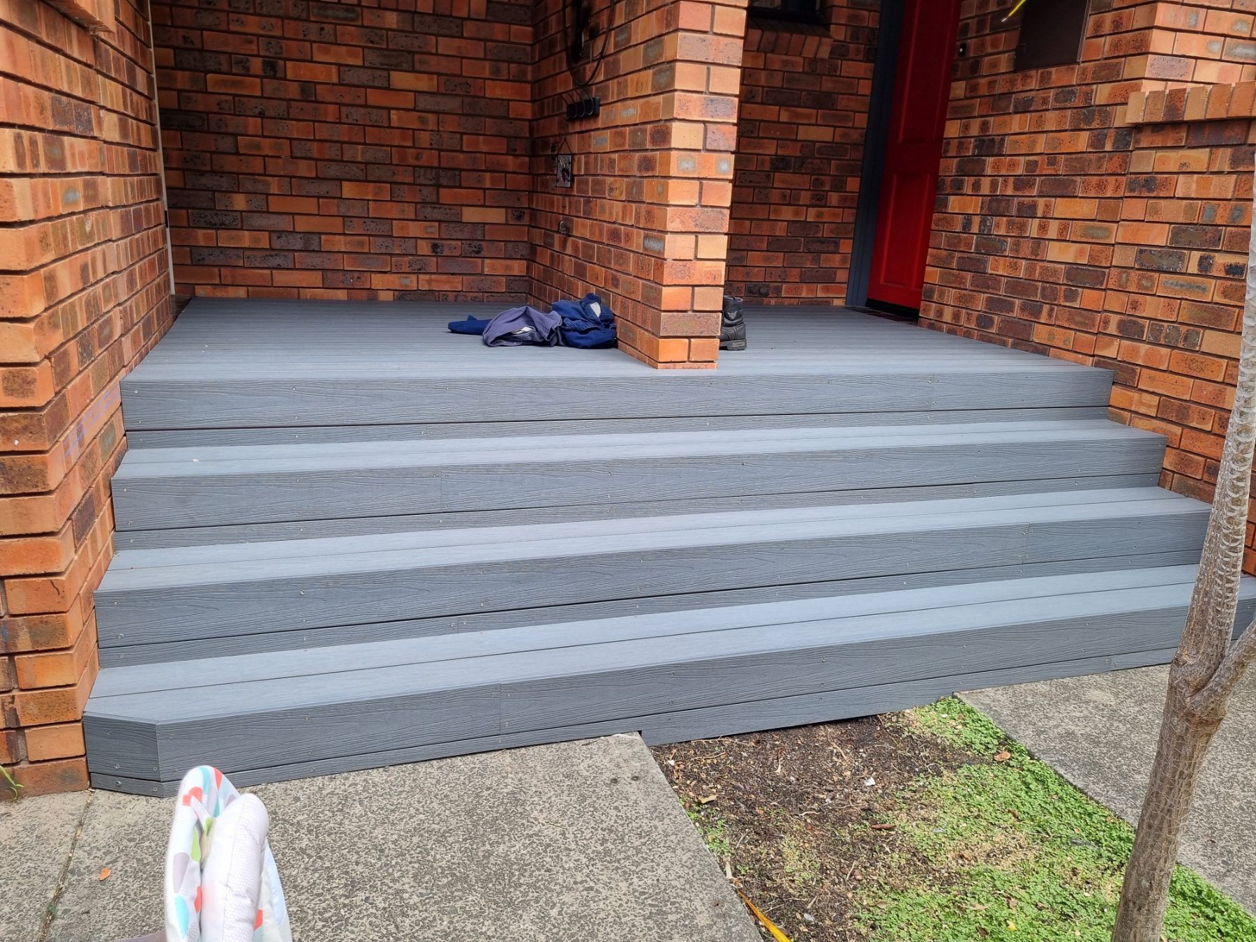 Grey composite front steps